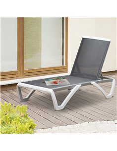Outsunny Portable Outdoor Chaise Lounge, Light Grey 84B-595GY 2