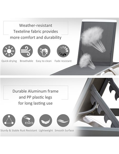 Outsunny Portable Outdoor Chaise Lounge, with Adjustable Back, Breathable Texteline, Light Grey 84B-595GY - pic 65729 | FastDaddyshop