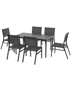 Outsunny Seven-Piece Steel Dining Set, with Aluminium-Top Table 84G-378V00CG