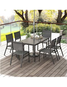 Outsunny Seven-Piece Steel Dining Set, with Aluminium-Top Table 84G-378V00CG 2