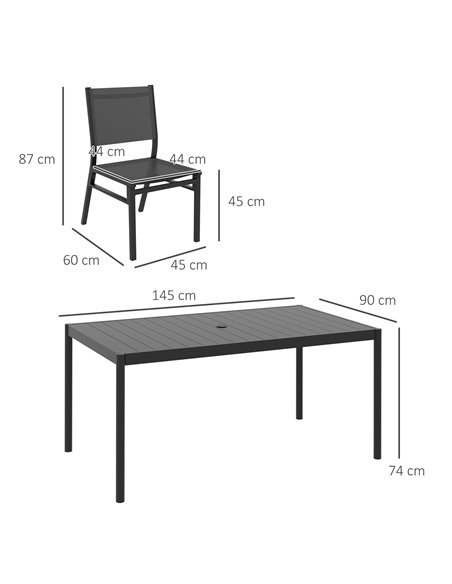 Outsunny Seven-Piece Steel Dining Set, with Aluminium-Top Table 84G-378V00CG - pic 65745 | FastDaddyshop