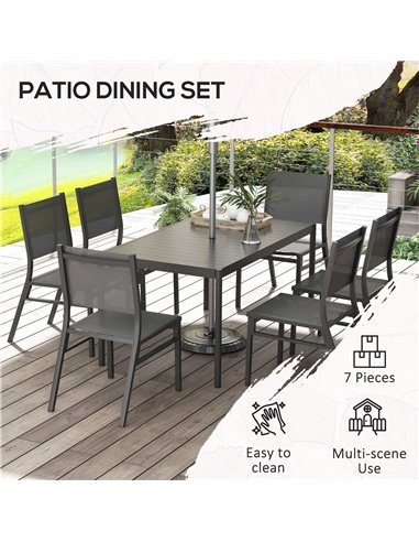 Outsunny Seven-Piece Steel Dining Set, with Aluminium-Top Table 84G-378V00CG