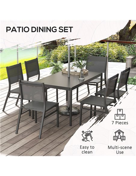Outsunny Seven-Piece Steel Dining Set, with Aluminium-Top Table 84G-378V00CG - pic 65746 | FastDaddyshop