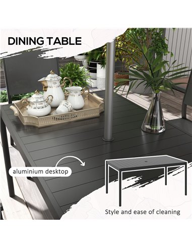 Outsunny Seven-Piece Steel Dining Set, with Aluminium-Top Table 84G-378V00CG