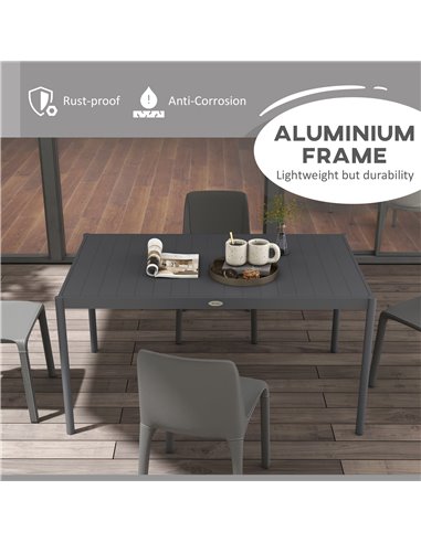Outsunny Six-Seater Aluminium Outdoor Table, Durable, Weather-Resistant, Family Garden Furniture 84G-377V00CG
