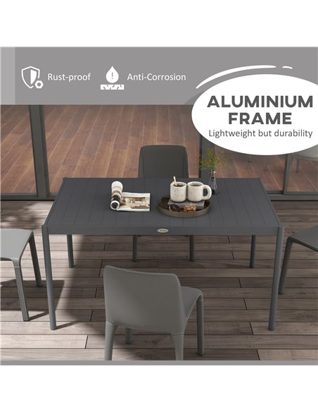 Outsunny Six-Seater Aluminium Outdoor Table, Durable, Weather-Resistant, Family Garden Furniture 84G-377V00CG - pic 65755 | FastDaddyshop