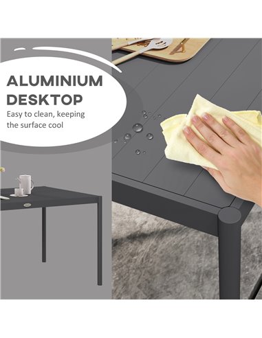Outsunny Six-Seater Aluminium Outdoor Table, Durable, Weather-Resistant, Family Garden Furniture 84G-377V00CG