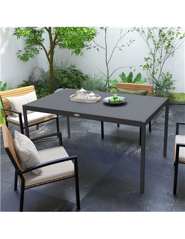 Outsunny Six-Seater Aluminium Outdoor Table, Durable, Weather-Resistant, Family Garden Furniture 84G-377V00CG