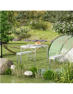 Outsunny Foldable Picnic Camping Aluminium Table Set, Silver A20-415V00SR 2
