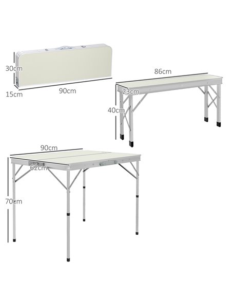 Outsunny Picnic Table Set, Foldable Camping Aluminium Table with 2 Benches, Lightweight for Garden, Party, BBQ, Silver A20-415V0 - pic 65763 | FastDaddyshop