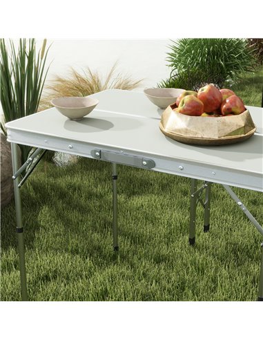 Outsunny Picnic Table Set, Foldable Camping Aluminium Table with 2 Benches, Lightweight for Garden, Party, BBQ, Silver A20-415V0
