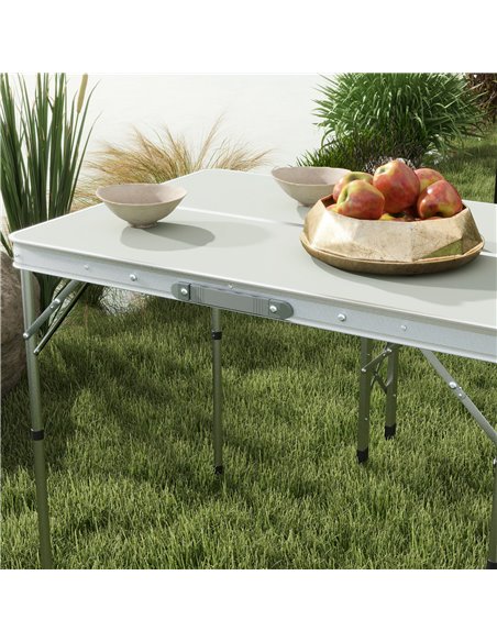 Outsunny Picnic Table Set, Foldable Camping Aluminium Table with 2 Benches, Lightweight for Garden, Party, BBQ, Silver A20-415V0 - pic 65767 | FastDaddyshop