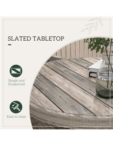 Outsunny Rattan Dining Set, 5 Pieces with Removable Cushions & Slatted Tabletop, Ideal for Patio, Lawn, Balcony, Grey 861-096V70