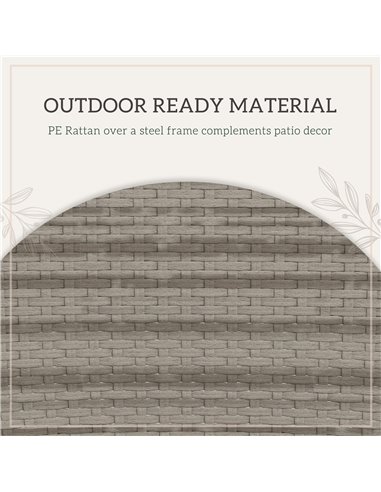 Outsunny Rattan Dining Set, 5 Pieces with Removable Cushions & Slatted Tabletop, Ideal for Patio, Lawn, Balcony, Grey 861-096V70