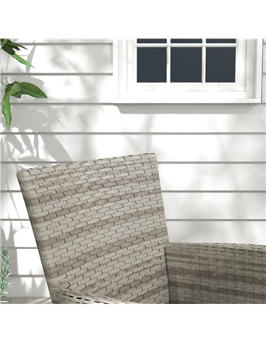 Outsunny Rattan Dining Set, 5 Pieces with Removable Cushions & Slatted Tabletop, Ideal for Patio, Lawn, Balcony, Grey 861-096V70