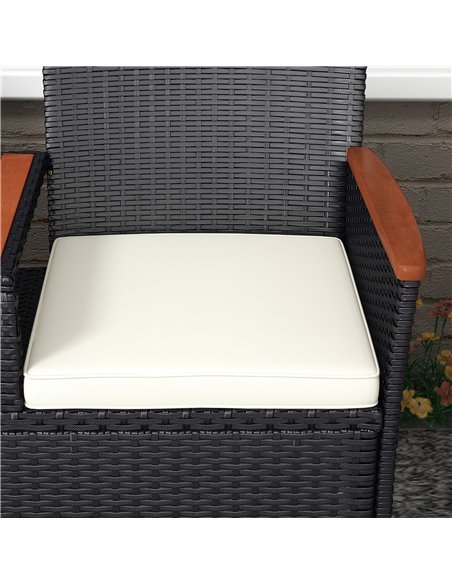 Outsunny Two-Seat Rattan Loveseat, with Wood-Top Middle Table - Black 867-215V00BK - pic 65786 | FastDaddyshop