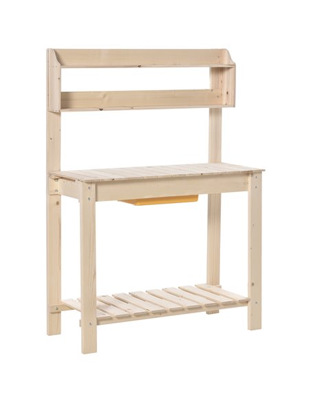 Outsunny Garden Potting Bench with Sliding Tabletop, Natural 845-376 - pic 65806 | FastDaddyshop