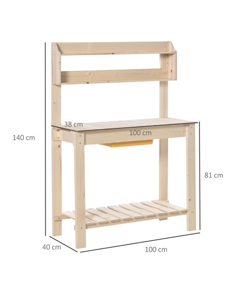 Outsunny Garden Potting Bench w/ Sliding Tabletop, Wooden Workstation w/ Dry Sink, Outdoor Workbench Potting Table w/ Storage Sh - pic 65808 | FastDaddyshop