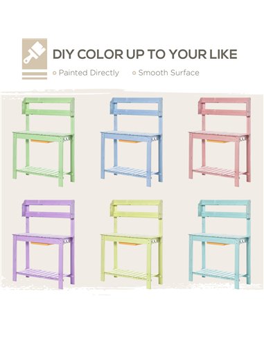 Outsunny Garden Potting Bench w/ Sliding Tabletop, Wooden Workstation w/ Dry Sink, Outdoor Workbench Potting Table w/ Storage Sh