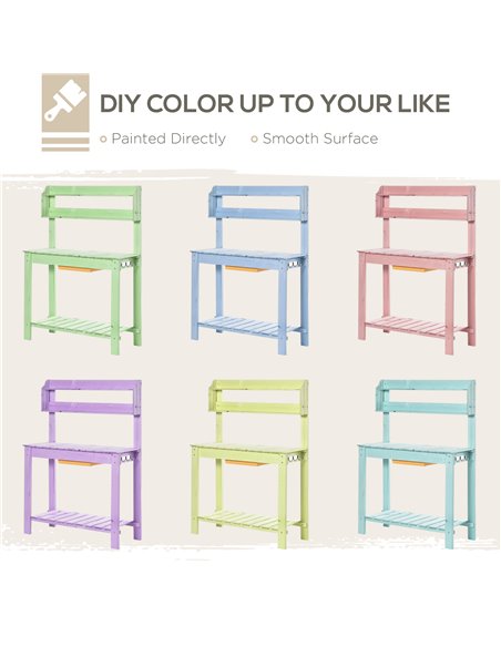 Outsunny Garden Potting Bench w/ Sliding Tabletop, Wooden Workstation w/ Dry Sink, Outdoor Workbench Potting Table w/ Storage Sh - pic 65809 | FastDaddyshop