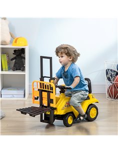 Homcom Kids Ride-On Construction Car, with Fork, Tray, Sounds - Yellow 2