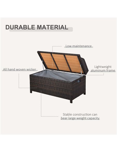 Outsunny Rattan Wicker Outdoor Storage Bench with Cushion, Brown, Patio PE Rattan, Elegant Seating and Storage Solution 841-153 - pic 65820 | FastDaddyshop