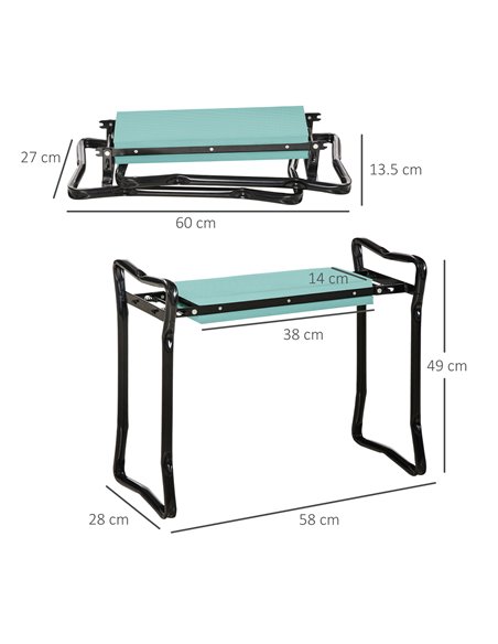 Outsunny Foldable Garden Kneeler and Seat, 2-in-1 Kneeling Pad and Bench, Portable Knee Protection, Green 01-0134 - pic 65826 | FastDaddyshop