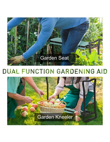 Outsunny Foldable Garden Kneeler and Seat, 2-in-1 Kneeling Pad and Bench, Portable Knee Protection, Green 01-0134