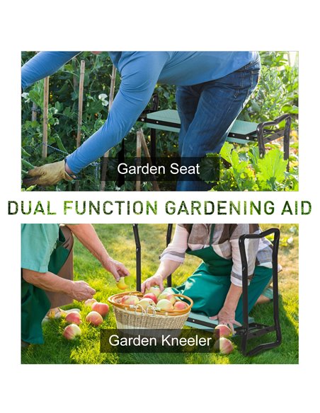 Outsunny Foldable Garden Kneeler and Seat, 2-in-1 Kneeling Pad and Bench, Portable Knee Protection, Green 01-0134 - pic 65827 | FastDaddyshop