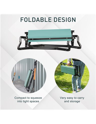 Outsunny Foldable Garden Kneeler and Seat, 2-in-1 Kneeling Pad and Bench, Portable Knee Protection, Green 01-0134