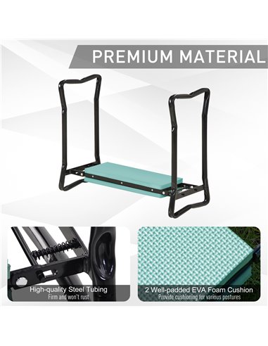 Outsunny Foldable Garden Kneeler and Seat, 2-in-1 Kneeling Pad and Bench, Portable Knee Protection, Green 01-0134