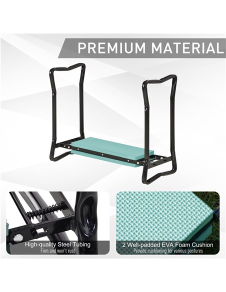Outsunny Foldable Garden Kneeler and Seat, 2-in-1 Kneeling Pad and Bench, Portable Knee Protection, Green 01-0134 - pic 65829 | FastDaddyshop