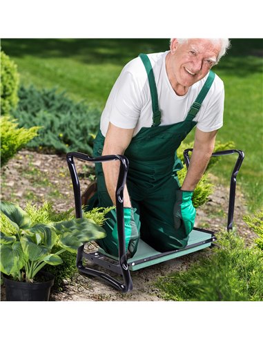 Outsunny Foldable Garden Kneeler and Seat, 2-in-1 Kneeling Pad and Bench, Portable Knee Protection, Green 01-0134