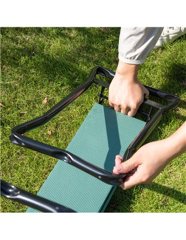 Outsunny Foldable Garden Kneeler and Seat, 2-in-1 Kneeling Pad and Bench, Portable Knee Protection, Green 01-0134