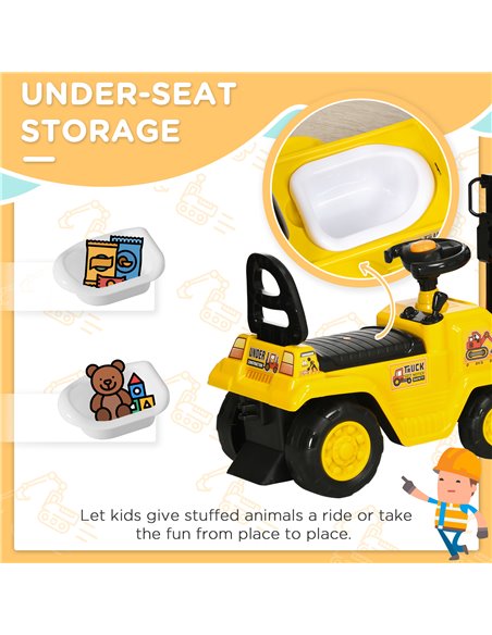 HOMCOM Kids Ride on Forklift Truck with Fork and Tray, Ride on Tractor with Under Seat Storage, Treaded Wheels, No Power Design, - pic 6584 | FastDaddyshop