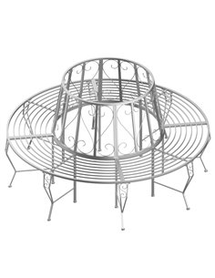 Outsunny Outdoor Garden Metal Round Tree Bench Seat Diameter 160cm Height 90cm Silver 84B-123