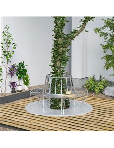 Outsunny Outdoor Garden Metal Round Tree Bench Seat Diameter 160cm Height 90cm Silver 84B-123 2