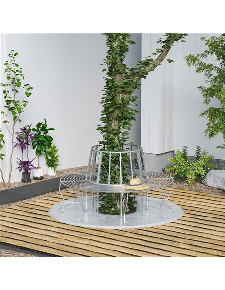 Outsunny Outdoor Garden Metal Round Tree Bench Seat Diameter 160cm Height 90cm Silver 84B-123 - pic 65843 | FastDaddyshop