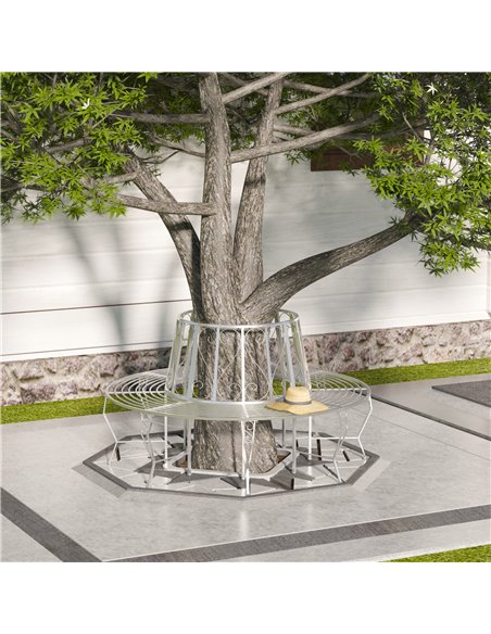 Outsunny Outdoor Garden Metal Round Tree Bench Seat Diameter 160cm Height 90cm Silver 84B-123 - pic 65844 | FastDaddyshop