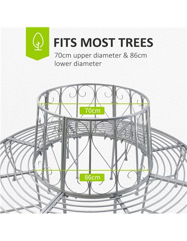 Outsunny Outdoor Garden Metal Round Tree Bench Seat Diameter 160cm Height 90cm Silver 84B-123
