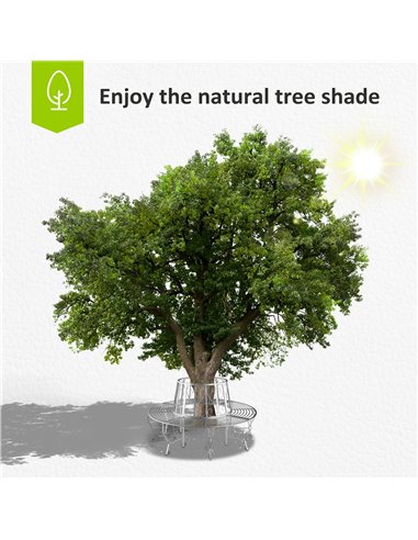 Outsunny Outdoor Garden Metal Round Tree Bench Seat Diameter 160cm Height 90cm Silver 84B-123