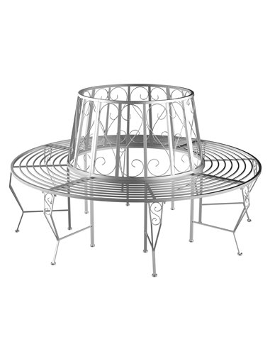 Outsunny Outdoor Garden Metal Round Tree Bench Seat Diameter 160cm Height 90cm Silver 84B-123
