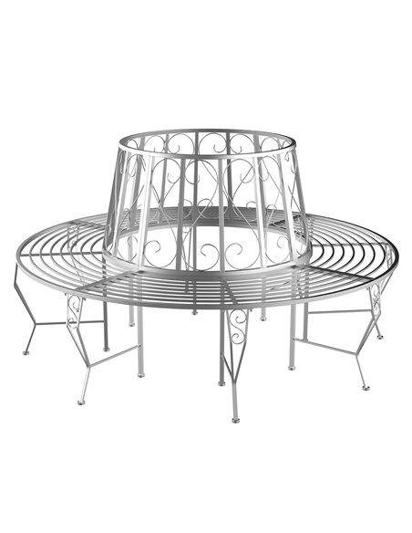 Outsunny Outdoor Garden Metal Round Tree Bench Seat Diameter 160cm Height 90cm Silver 84B-123 - pic 65850 | FastDaddyshop