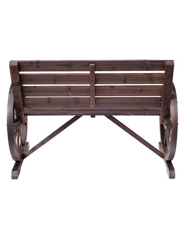 Outsunny 2 Seater Garden Bench with Wooden Cart Wagon Wheel Rustic High Back Brown 84B-183