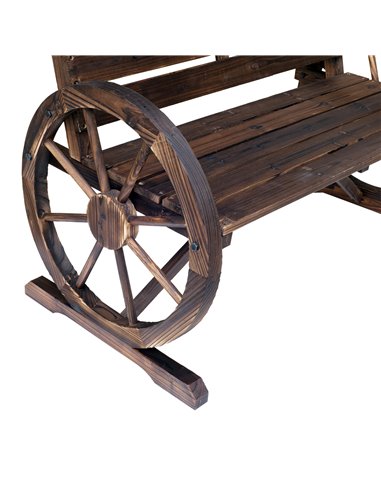 Outsunny 2 Seater Garden Bench with Wooden Cart Wagon Wheel Rustic High Back Brown 84B-183