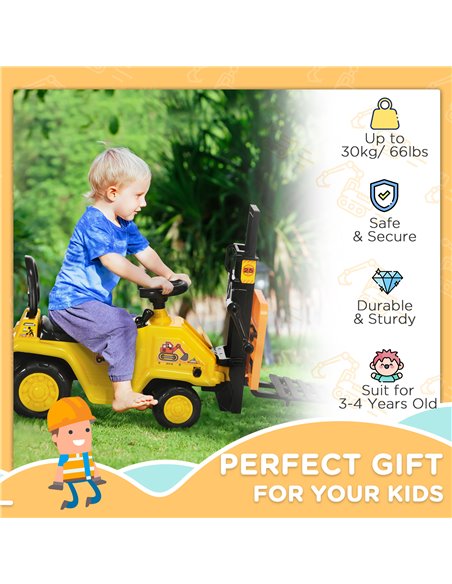 HOMCOM Kids Ride on Forklift Truck with Fork and Tray, Ride on Tractor with Under Seat Storage, Treaded Wheels, No Power Design, - pic 6586 | FastDaddyshop