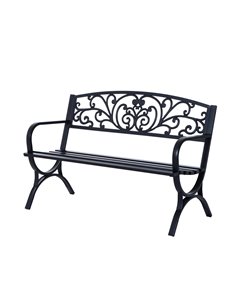 Outsunny 2-Seater Metal Garden Bench, Durable Outdoor Loveseat for Park or Porch, Elegant Design, Black 84B-009