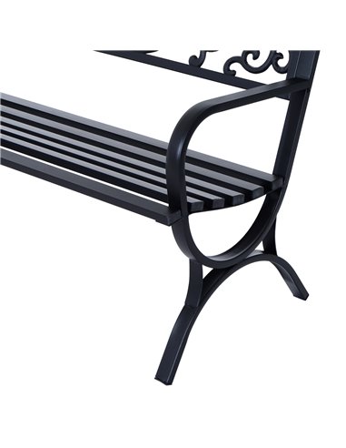 Outsunny 2-Seater Metal Garden Bench, Durable Outdoor Loveseat for Park or Porch, Elegant Design, Black 84B-009