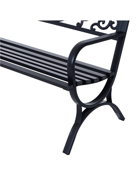 Outsunny 2-Seater Metal Garden Bench, Durable Outdoor Loveseat for Park or Porch, Elegant Design, Black 84B-009 - pic 65866 | FastDaddyshop