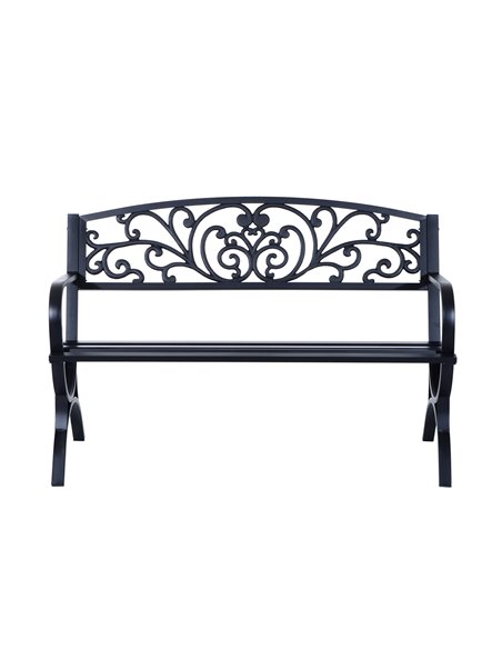 Outsunny 2-Seater Metal Garden Bench, Durable Outdoor Loveseat for Park or Porch, Elegant Design, Black 84B-009 - pic 65868 | FastDaddyshop